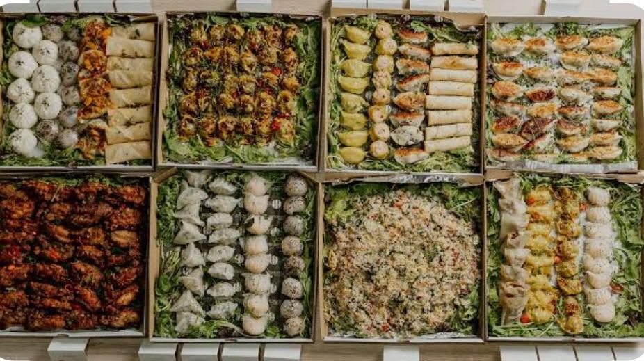 Elley's catering grazing boxes — sandwiches, pastries and sweets