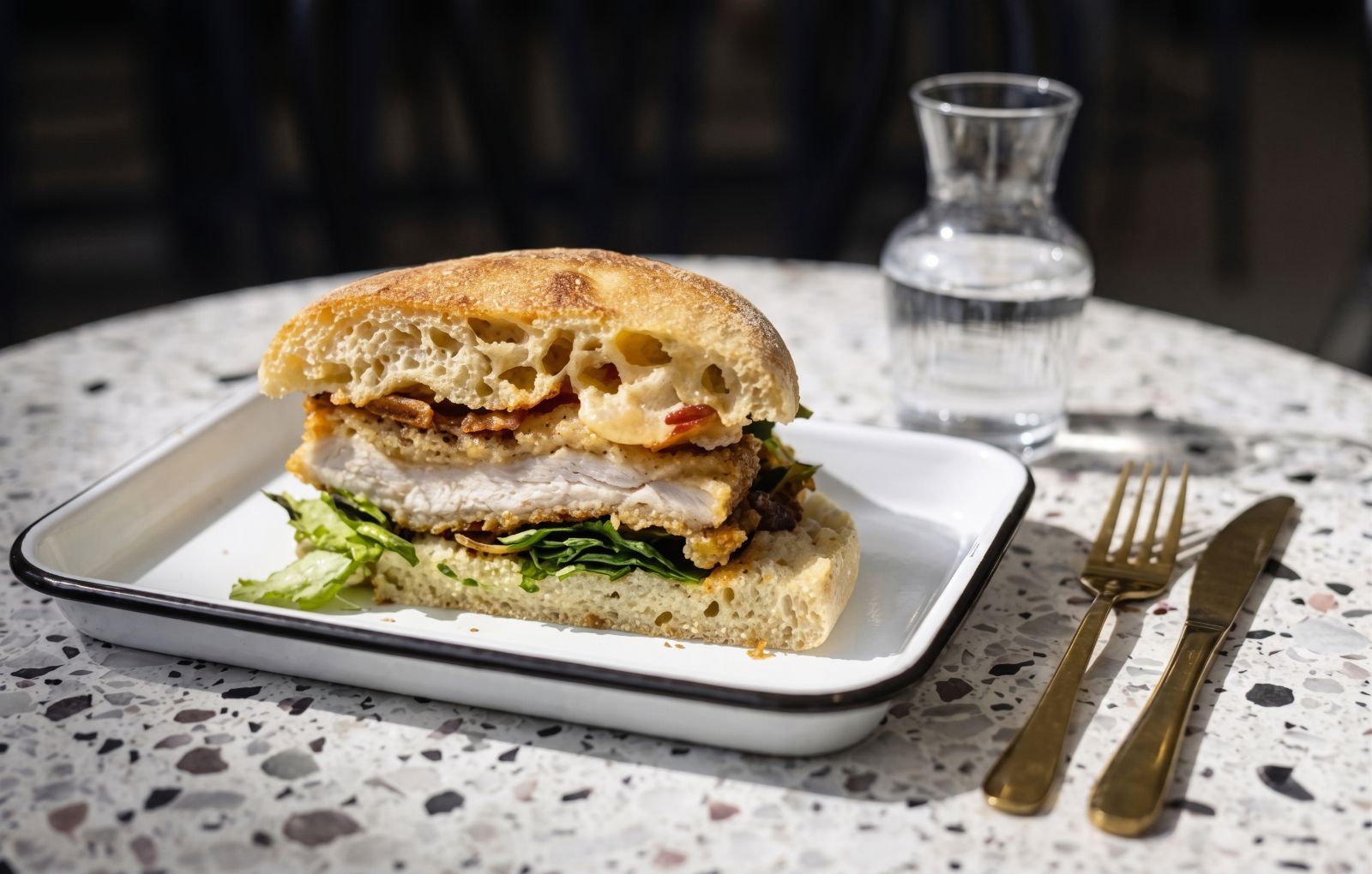 Chicken schnitzel focaccia